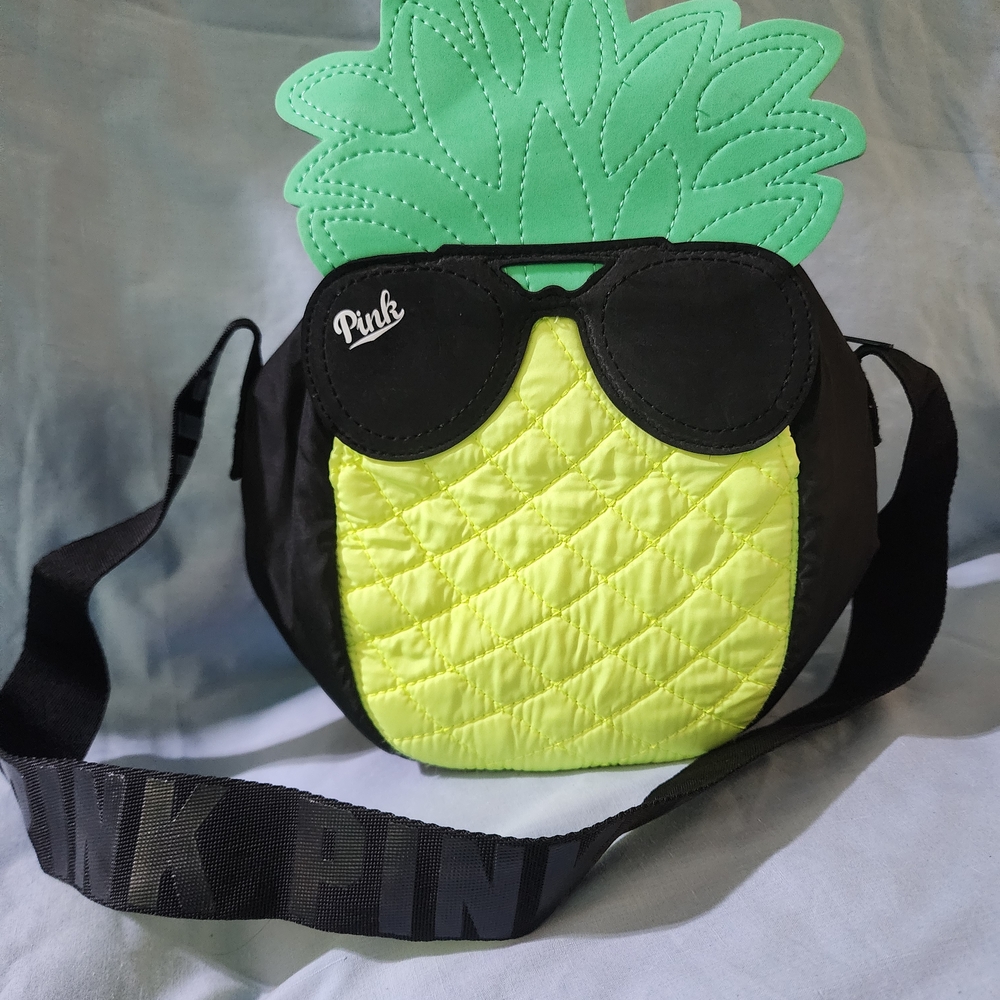 PINK Victoria's Secret Pineapple Crossbody Bag - Black and Green NWOT